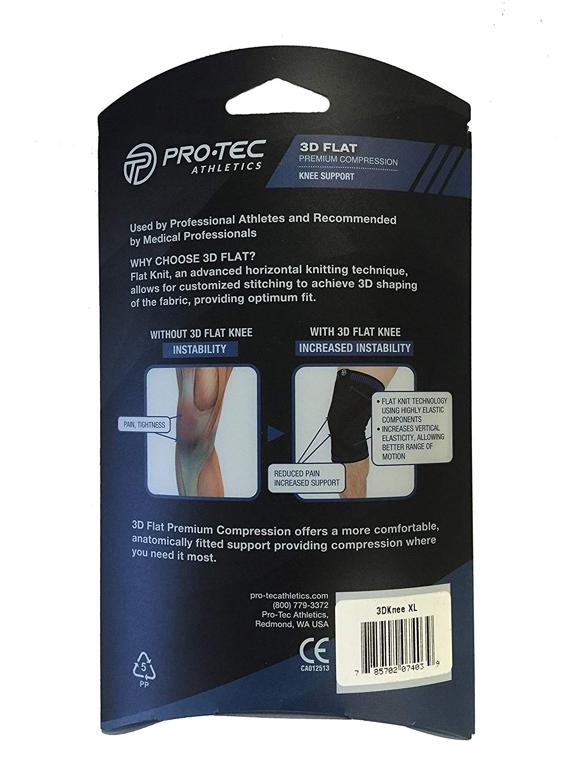 Pro-Tec Athletics X-Large Black/Blue 3D Flat Premium Knee Sleeve - Image 3