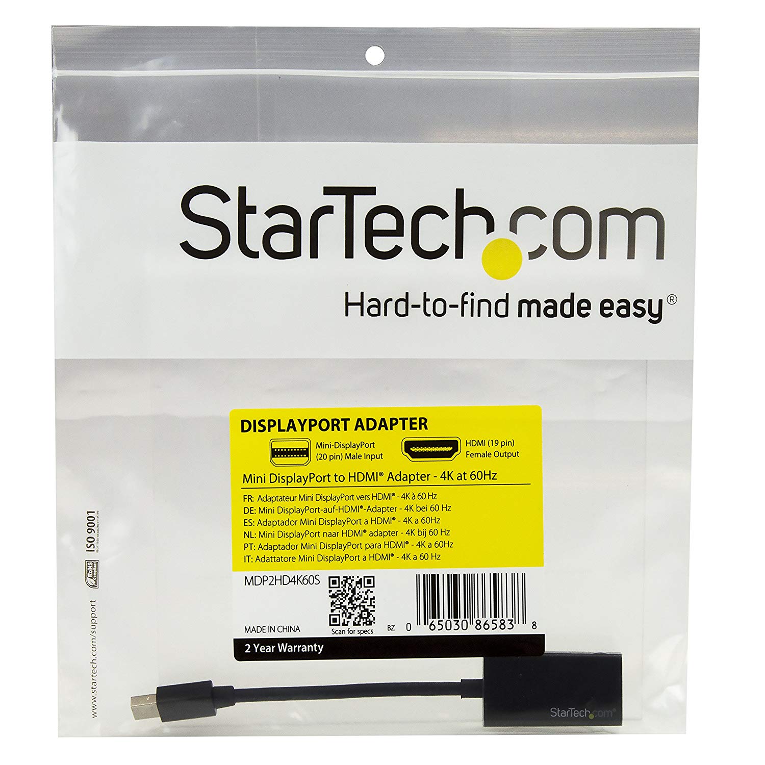 StarTech.com Mini DisplayPort to HDMI Adapter, 4K60, 1080p240, Thunderbolt to HDMI Adapter - Image 4