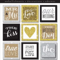 Me And My Big Ideas Squares Gold Love Soft Spoken 3D Stickers