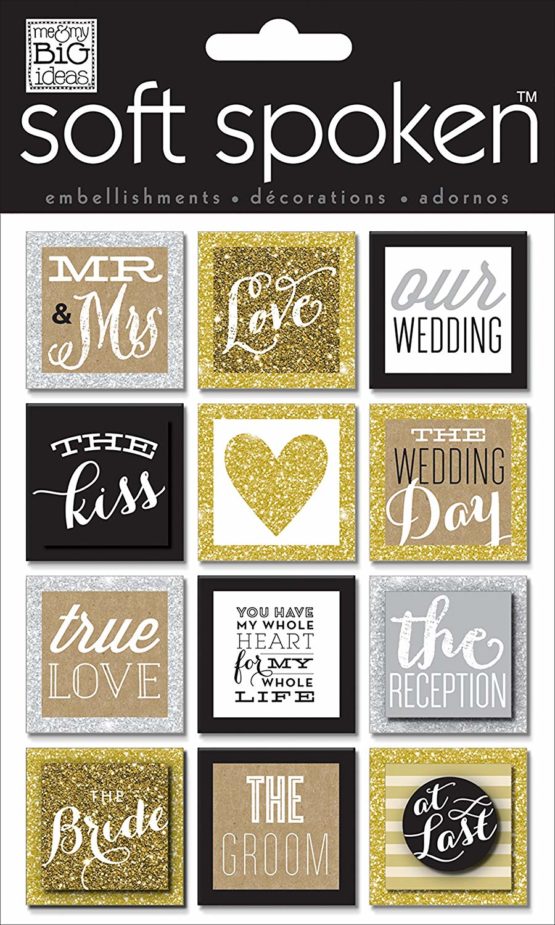 Me And My Big Ideas Squares Gold Love Soft Spoken 3D Stickers