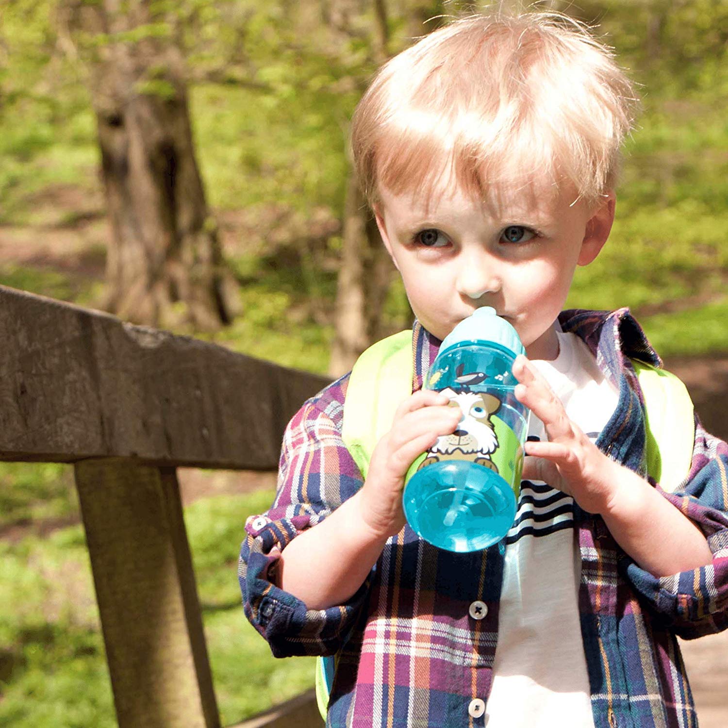 TUM TUM Flip Top Kids Water Bottle With Straw, Tritan Toddler Water Bottle, 400ml, BPA Free (Scruff the Dog) - Image 3