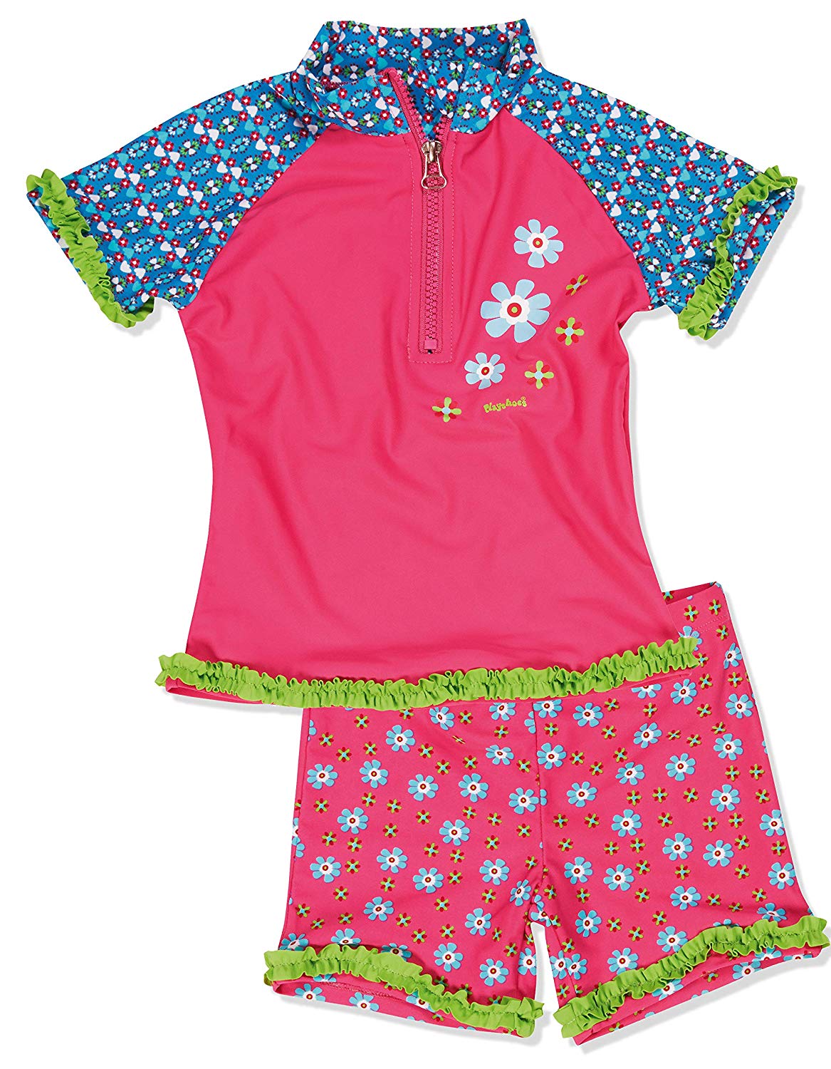 Playshoes UV Protection Bath Set Flowers Swimwear Set, Multicolor (Original 900), 7-8 Years (122/128 cm) for Girls