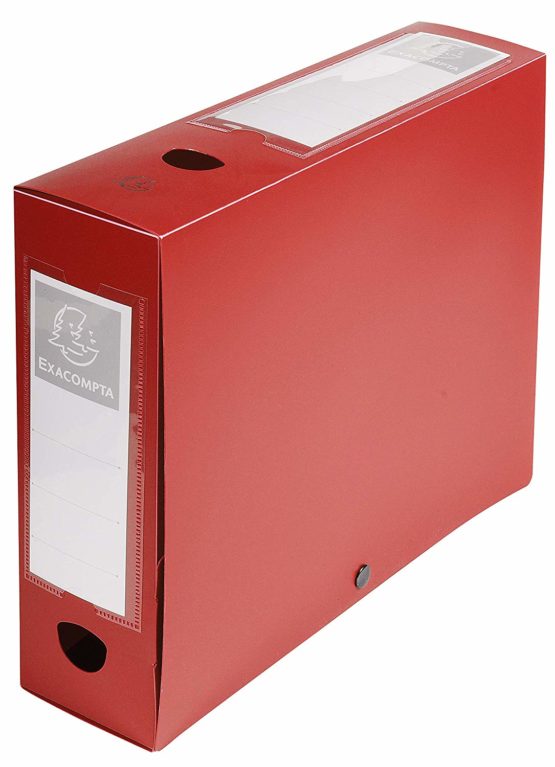 Exacompta A4 Plastic Filing Box, 8 cm Spine - Red