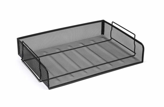 Osco Mesh Letter Tray Scratch-resistant Stackable Side-load Landscape Foolscap Black Ref LT-SSL B