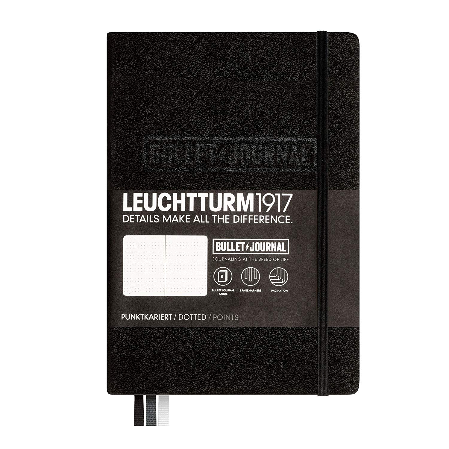 LEUCHTTURM1917 346703 Bullet Edition Journal Notebook Medium A5 240 Pages dotted Lines, Colour: Black