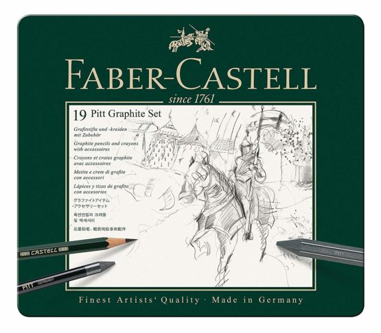 Faber-Castell PITT Graphite 19-Piece Medium Tin Professional Quality Set in a Metal Case With
