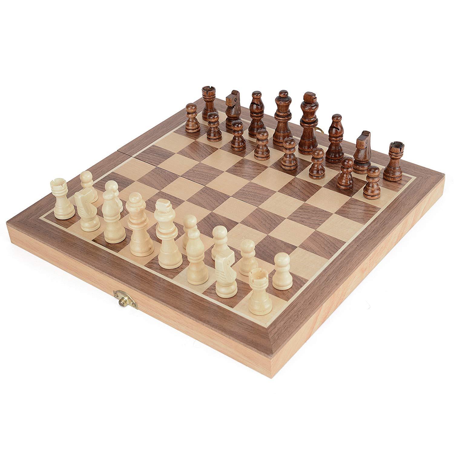 Toyrific Chess Folding Game Board for 2 Players, Chess Set Board Games, Travel Family Game, Brown