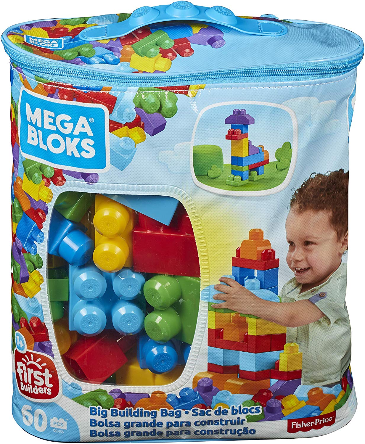 MEGA BLOKS Big Building Bag building Set including 60 big and colorful building blocks, and 1 storage bag