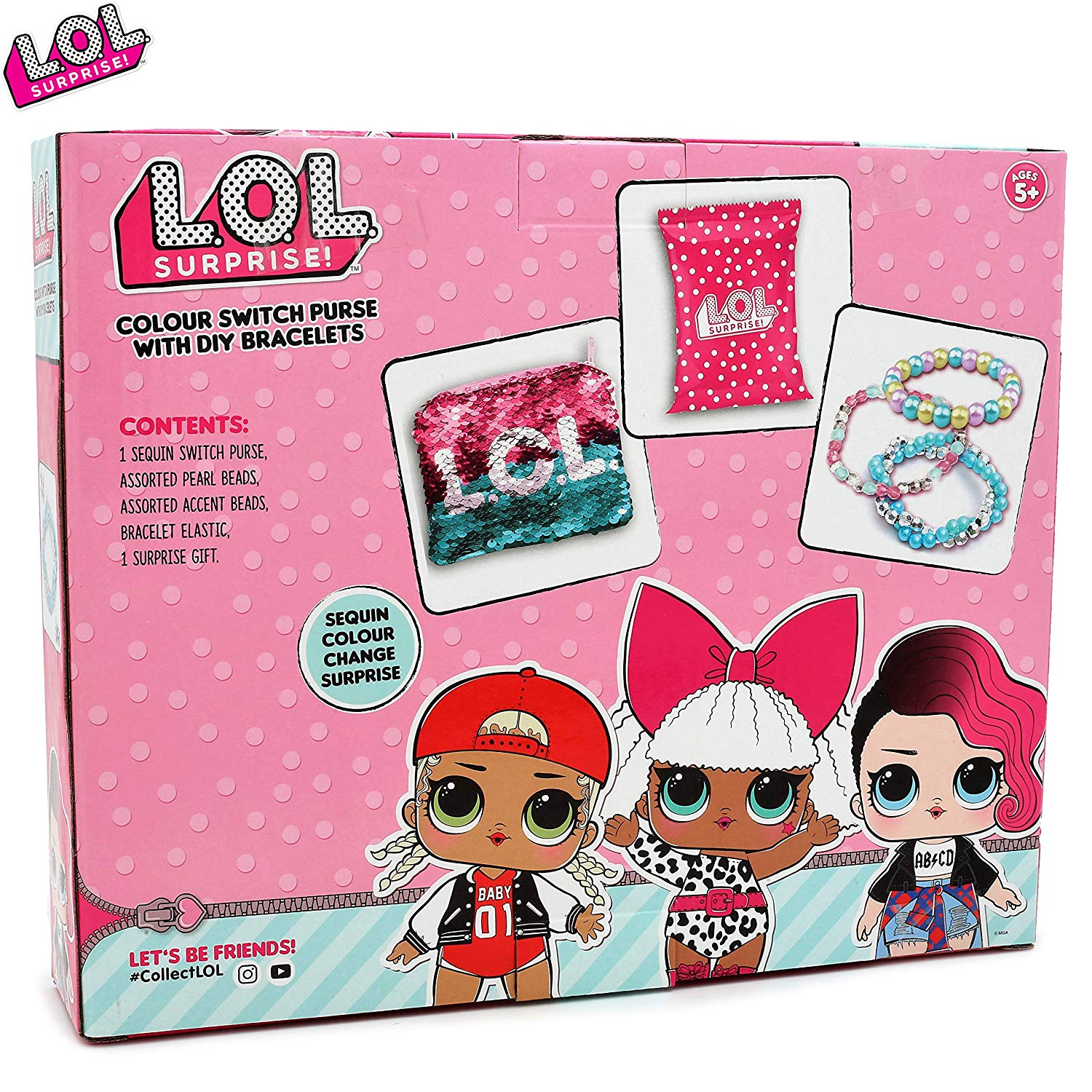 L.O.L. Surprise ! Sequin Purse and Jewellery Making Kit for Girls Lol Dolls Confetti Pop Diva Rocker Mc Swag - Image 4