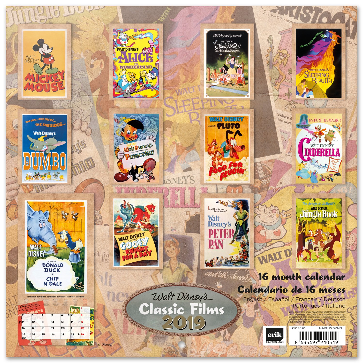 Grupo Erik editores cp19020 - Calendar 2019 Disney Classic Films, 30 x 30 cm - Image 2