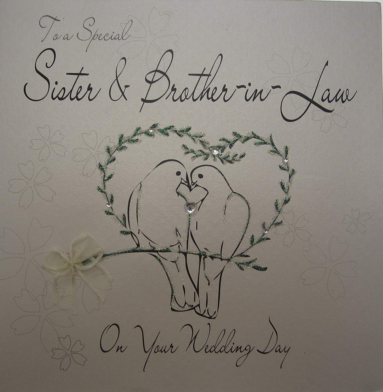 white cotton cards Sister and Brother-in-Law on Your Wedding Day Handmade Card, bd19, 16cm x 16cm