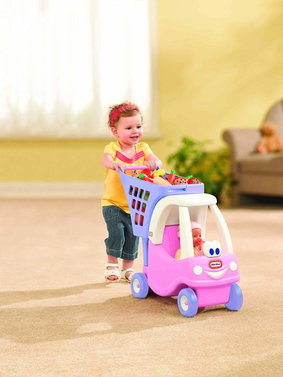 Little Tikes Cozy Shopping Cart - Imaginary Grocery Shopping for Kids - Playset for Toddlers - Pink/Purple - Image 3