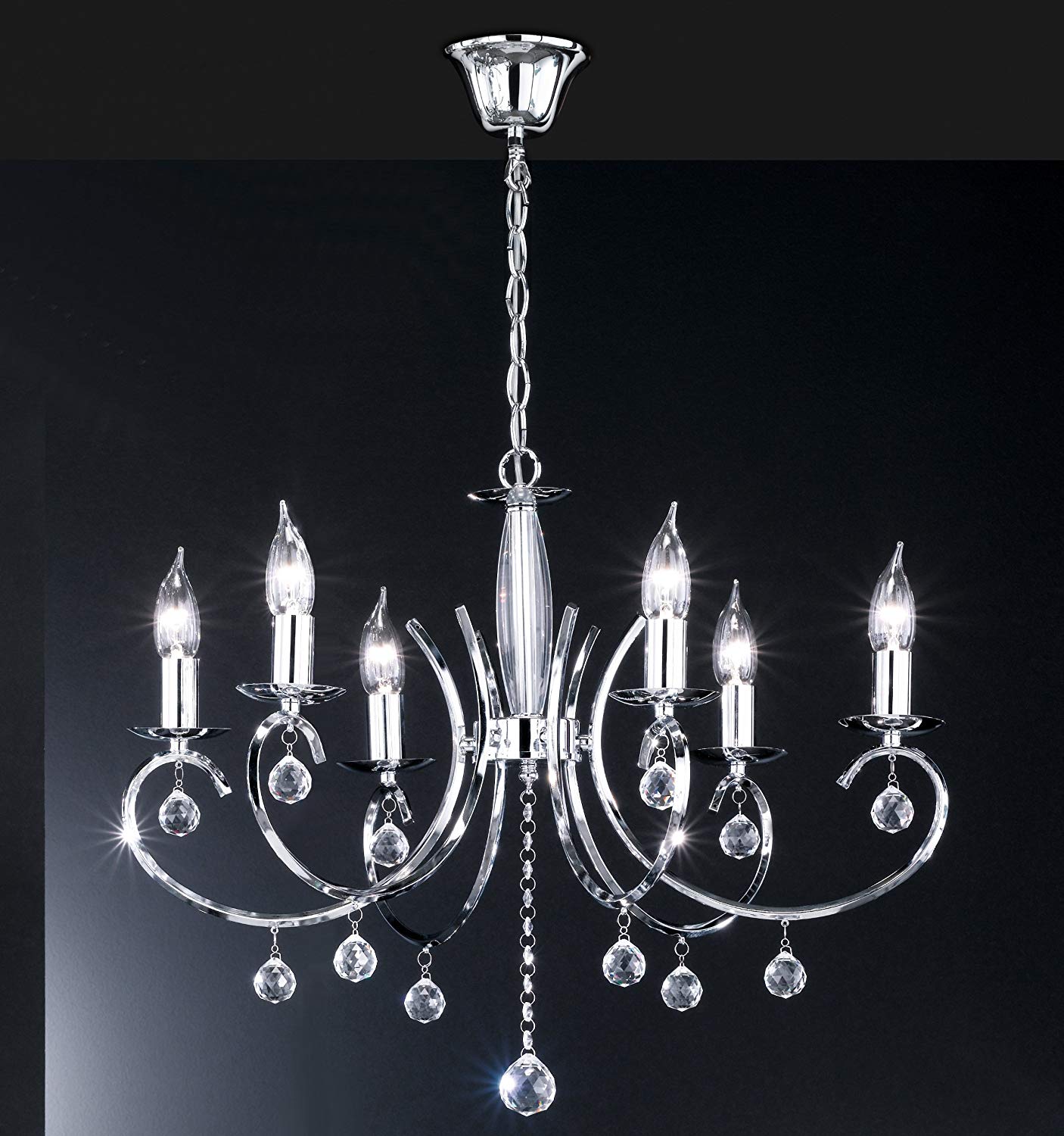Honsel Leuchten 11016 Chandelier Hung with Glass Chrome Clear - Image 2