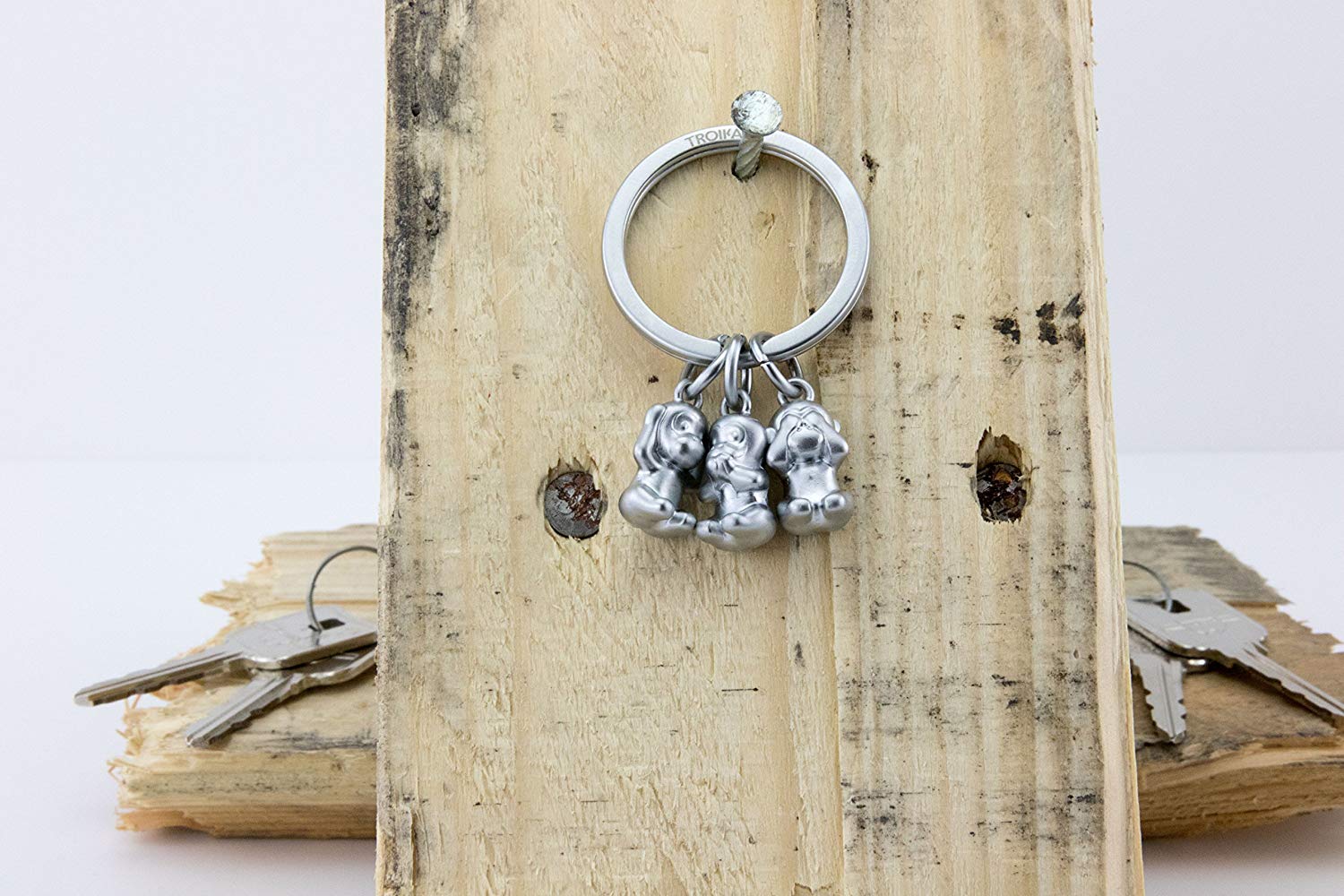Troika THREE MONKEYS, KR17-18/MA, Keyring, Emoji Monkey, 3 Monkeys, See Nothing, Hear Nothing, Say Nothing, Cast Metal, Matt - Image 3