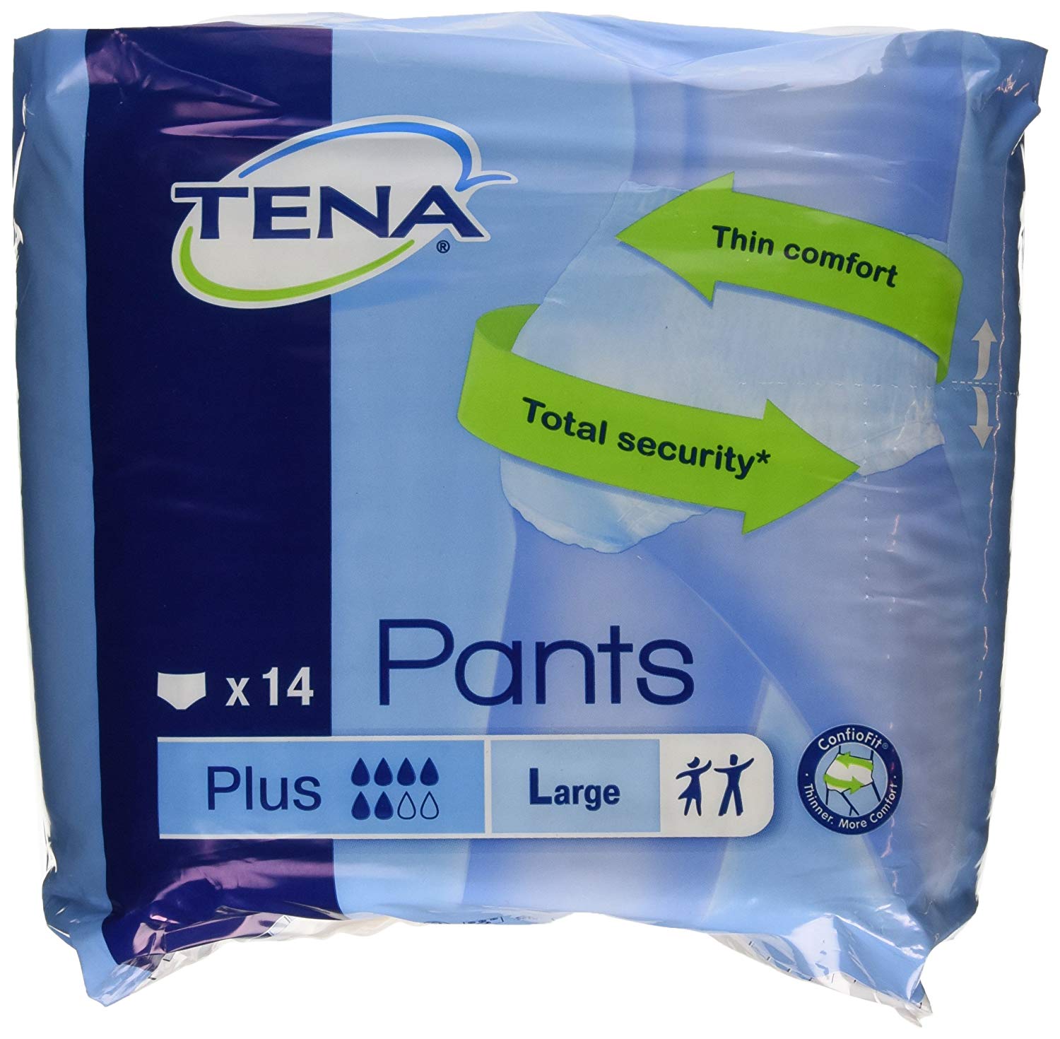 Tena Pants Plus Classic - Large - Pack of 10 (Incontinence Pants), Light Blue, 14 Count (Pack of 1)