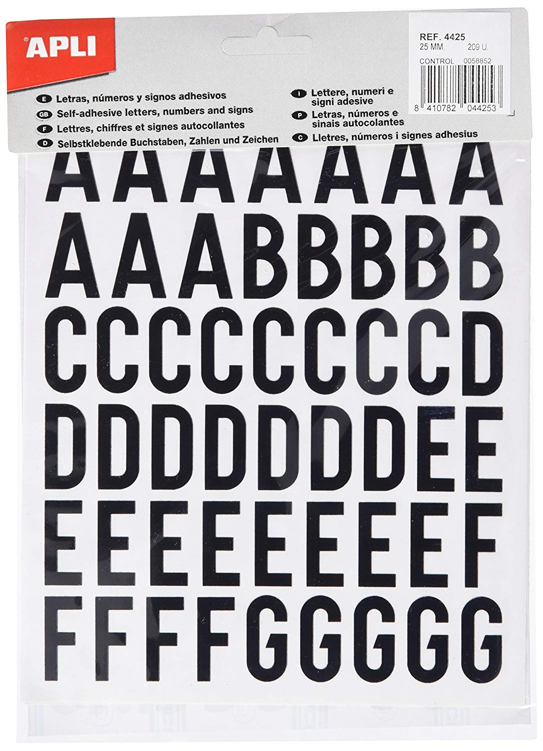 Apli 4425 - Stickers, Letters, Numbers, Signs, 25 mm, Black - Image 2