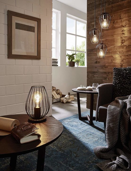 EGLO NEWTOWN table lamp, 1-flame vintage table lamp, steel bedside lamp, Colour: Black, Socket: E27, incl. switch - Image 3