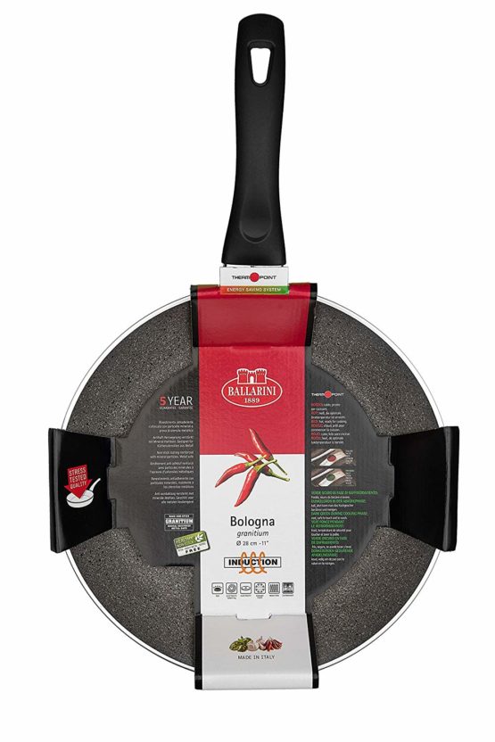 Ballarini 1006545 Frying Pan with Non-stick Coating, Suitable for induction, With temperature control, 28 cm, Aluminium, Bologna Granitium, Black - Image 2