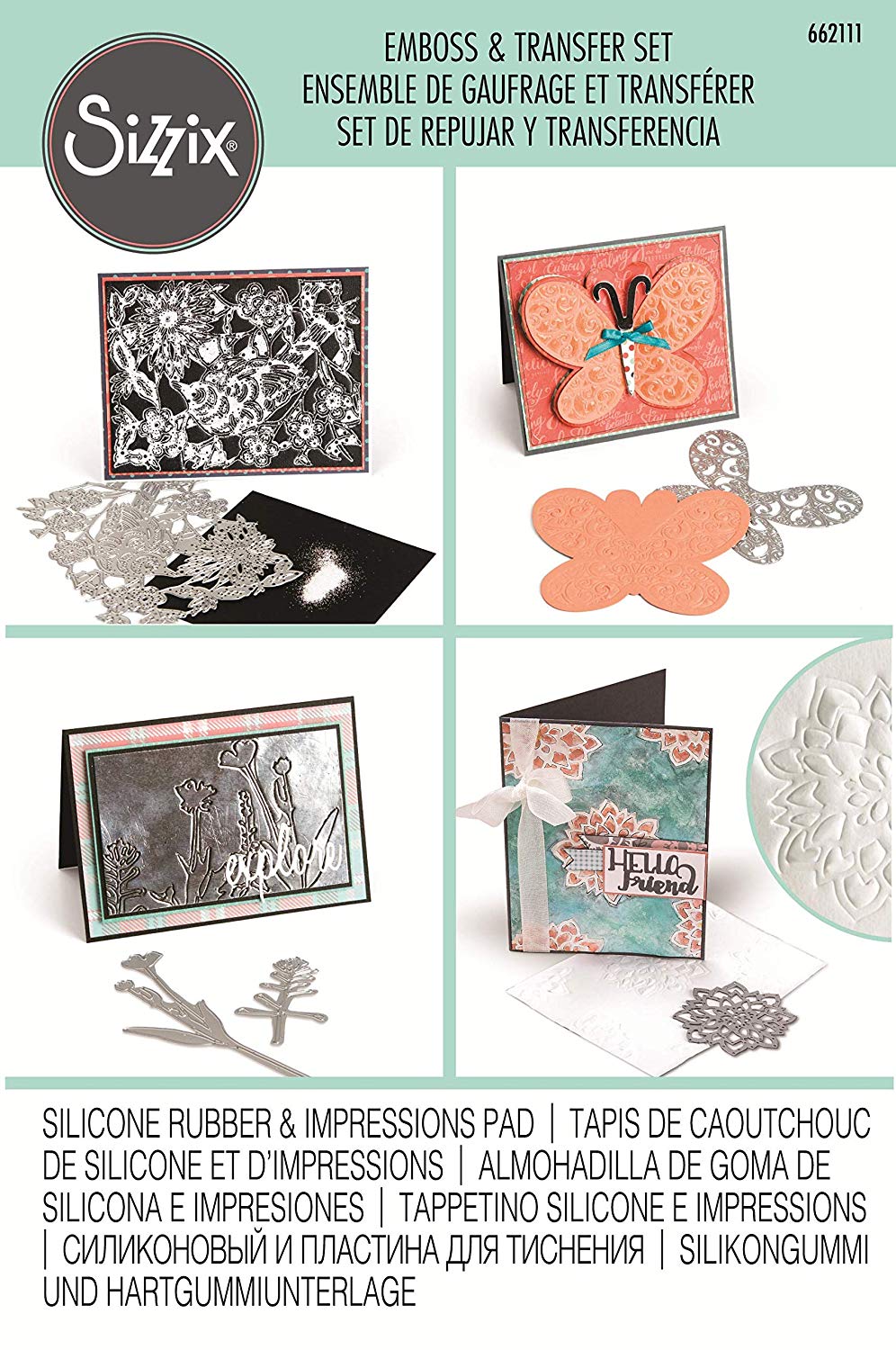 Sizzix Accessories Emboss & Transfer Set - Silicone Rubber & Impressions Pad, Precise Embossing, Durable Construction - Image 3