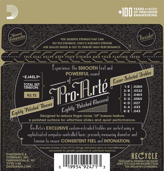 D'Addario EJ45LP Pro-Arte Composites Normal (.028-.043) Lightly Polished Classical Guitar Strings - Image 2
