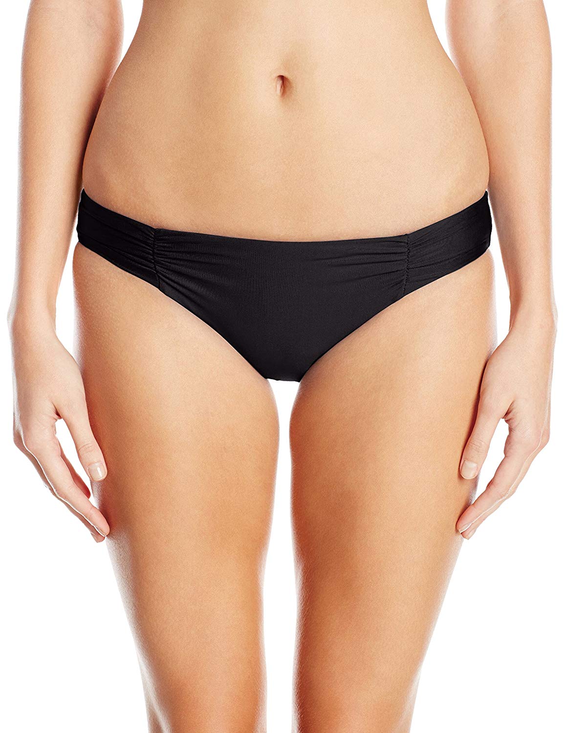 Splendid Women's Hamptons Solid Rev Retro Bikini Bottoms, Black, 12 UK(Manufacturer Size:Medium) (38 EU) (40 FR)