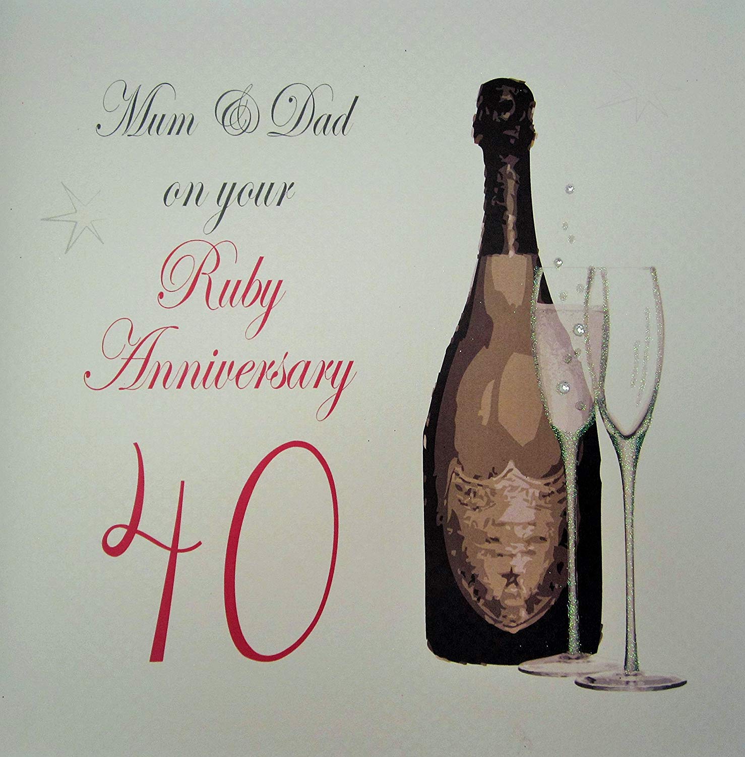 WHITE COTTON CARDS Mum & Dad On Your Ruby 40, Handmade 40th Anniversary Card, (Code XA40M)