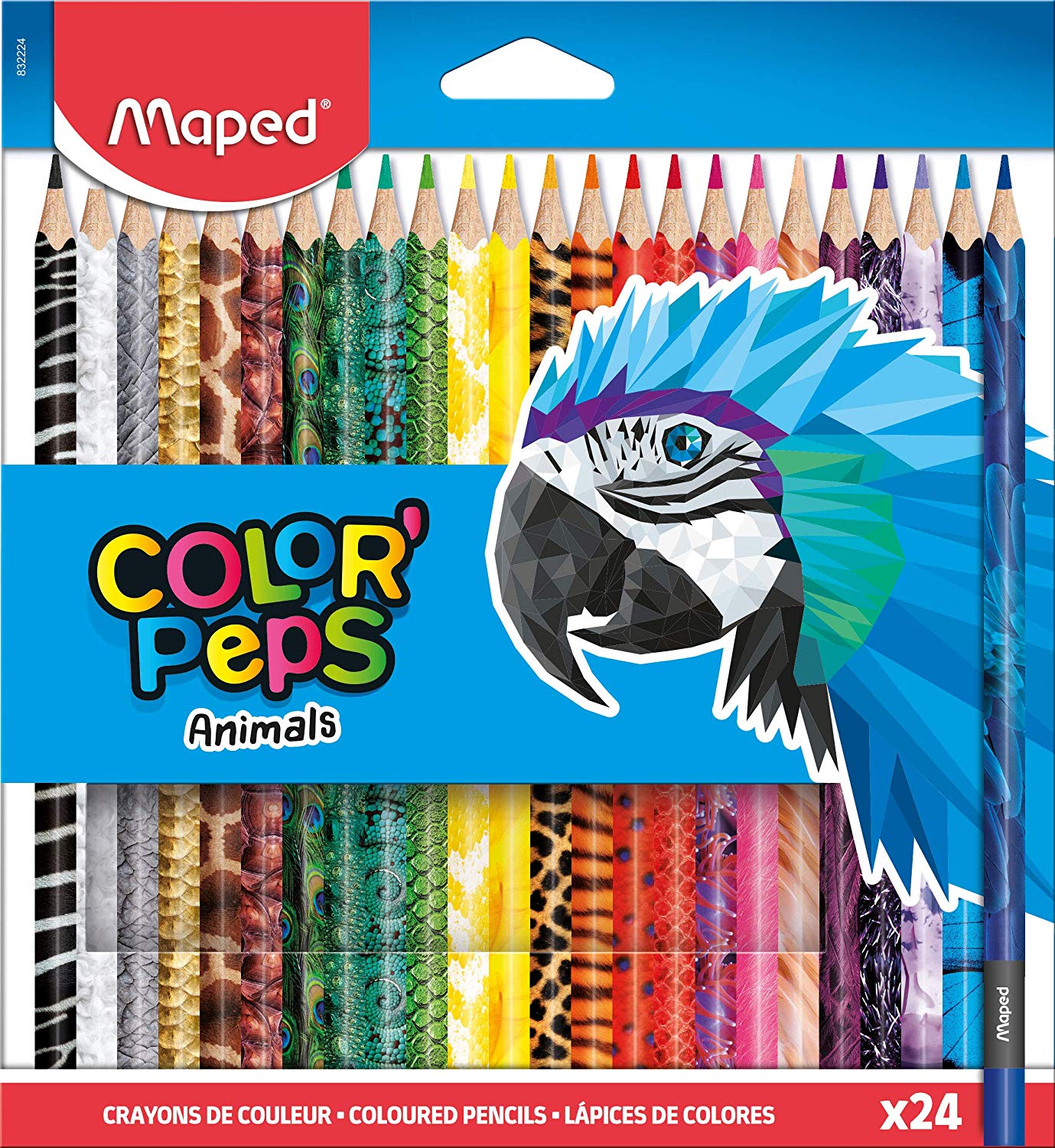 Maped 832224-24 x Colouring Pencils, Colour'Peps Animals, with Animal Motifs, Colourful, Pack of 24, 1 count (Pack of 24)