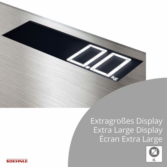 Soehnle Style Sense Safe 300 Digital Scale, Bathroom Scale with XL LED Screen and Extra-Thin Design, Personal Scale, Stainless Steel - Image 2