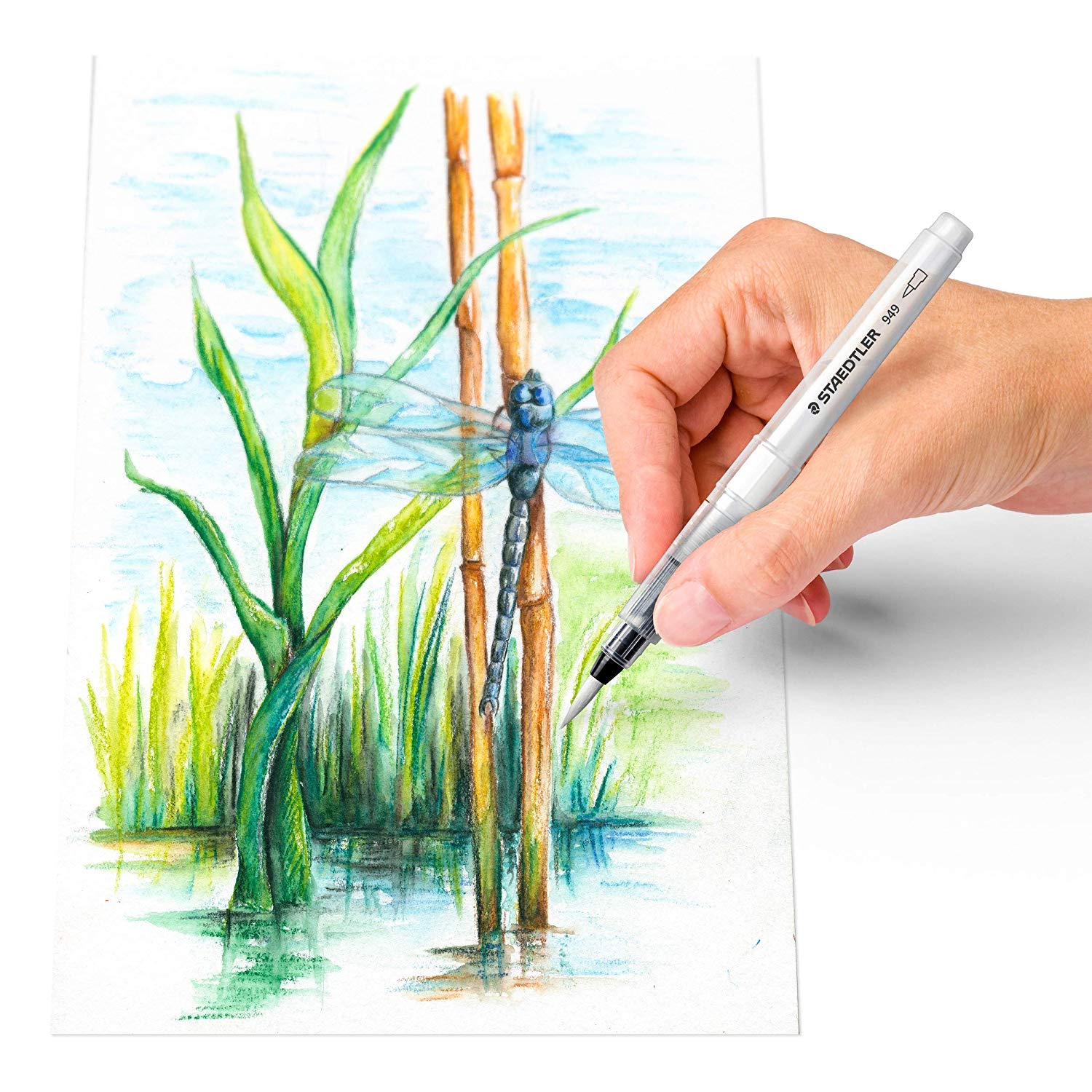 Staedtler 949 Journey Design Water Brush in Blister Pack, Grey, Pack of 1 - Image 4