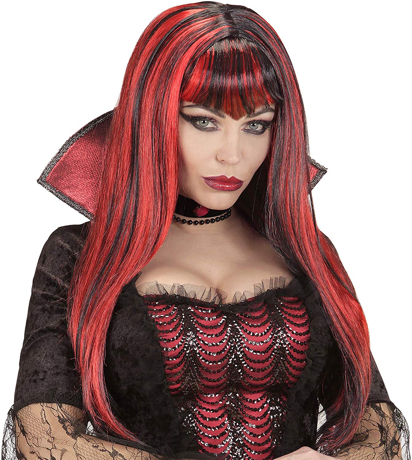 Widmann ? Vampiress Wig in Box Womens, Red, One Size, vd-wdm02073, 29 cm x 4 cm