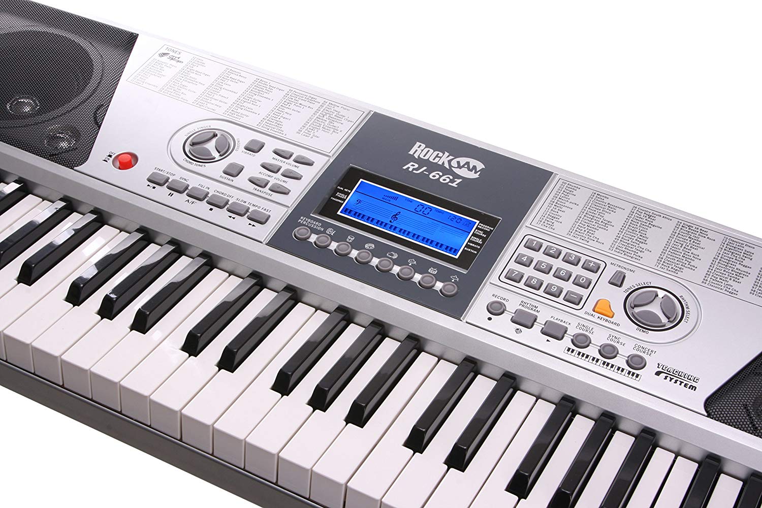 RockJam 61 Key Keyboard Piano Kit with Stand, Bench, Headphones & Lessons, Grey, 61-Key - Image 2