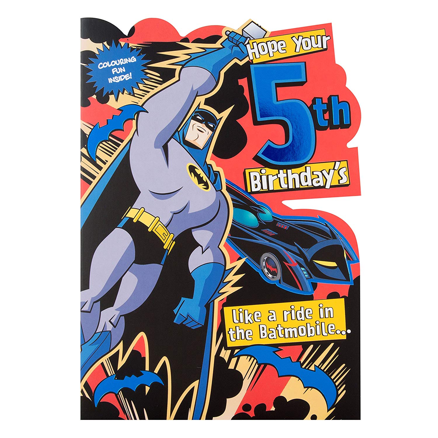 Hallmark Warner Brothers 5th Birthday Card "Batmobile" - Medium, silver