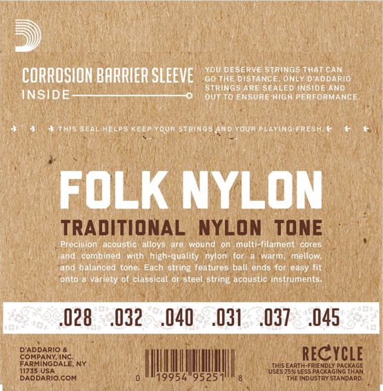 D'Addario EJ33 Folk Nylon Normal (.028-.045) Ball End Folk Guitar Strings - Image 2