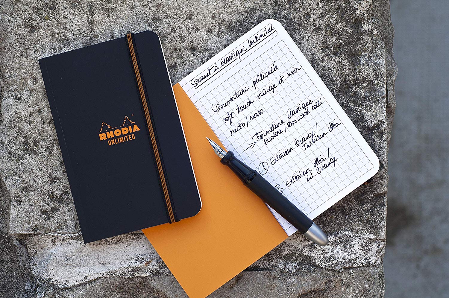 Rhodia Notebook with Elastic Closure, 90 x 140 mm, Lined Black BigaMart