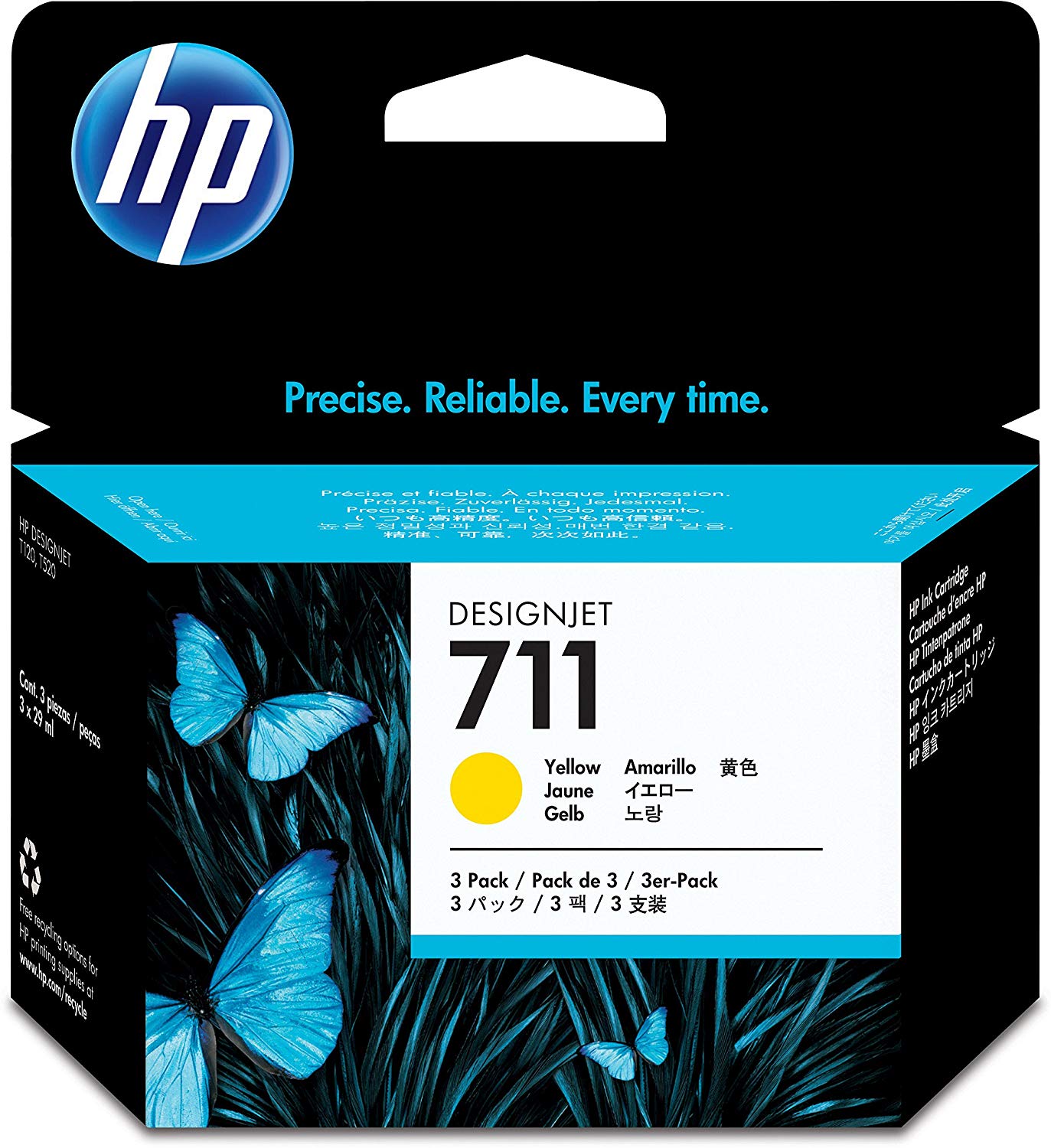 HP 711 29ml Print Cartridge - Yellow (Pack of 3)