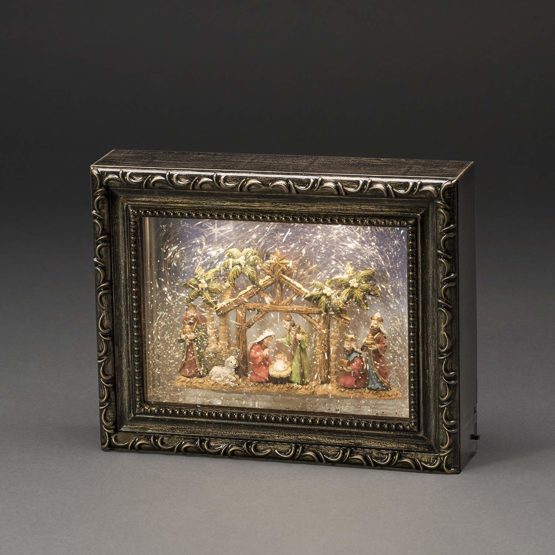 Konstsmide 4358-000 LED Snow Globe Picture Frame "Nativity Scene" ,2 Warm White Diodes, Brown, 19.5 cm*4.0 cm*24.5 cm - Image 2