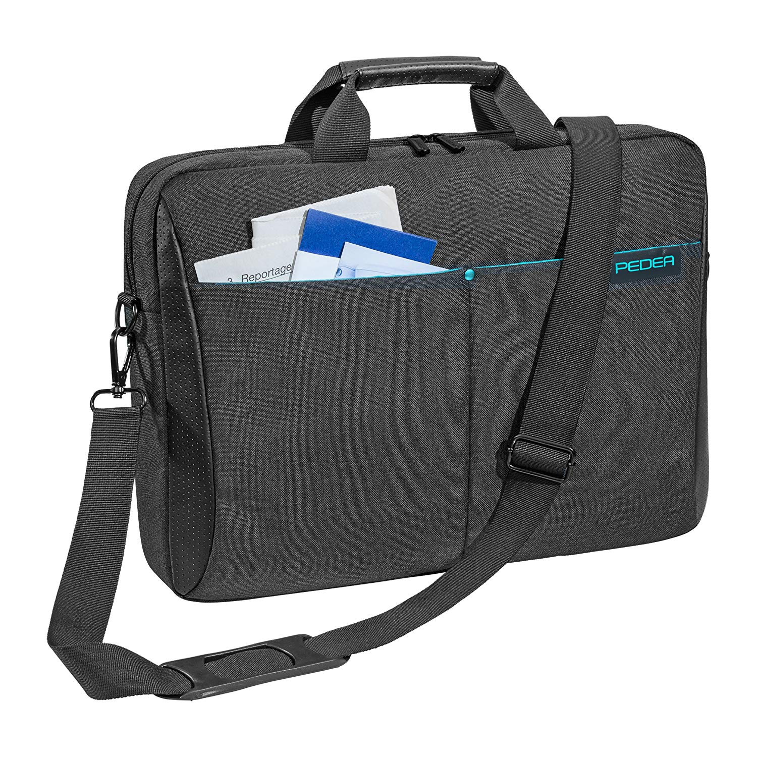 PEDEA laptop bag "Lifestyle" bag for notebooks with screens up to 17.3 inches (43.9 cm); shoulder bag with shoulder strap, black