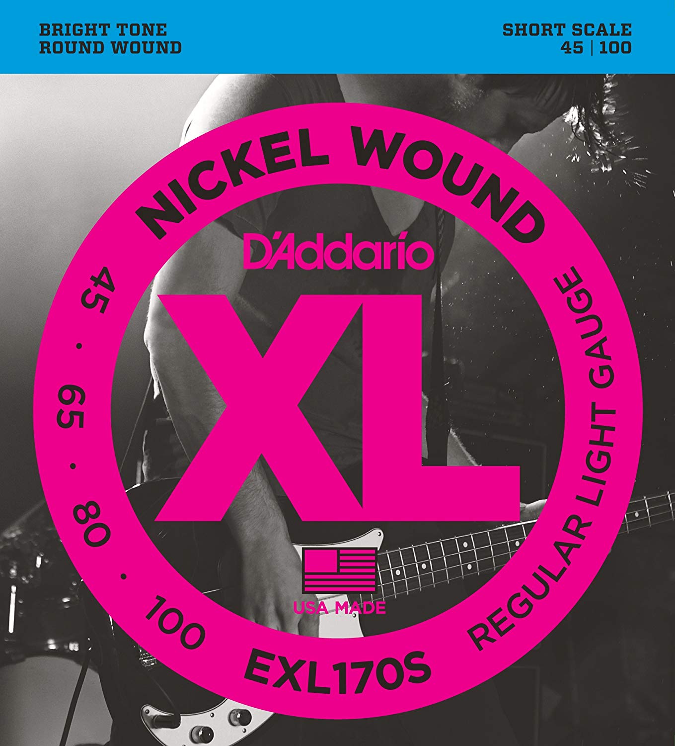 D'Addario Bass Guitar Strings, XL Nickel, EXL170S, Perfect Intonation, Consistent Feel, Powerful Durability, 4 String Set