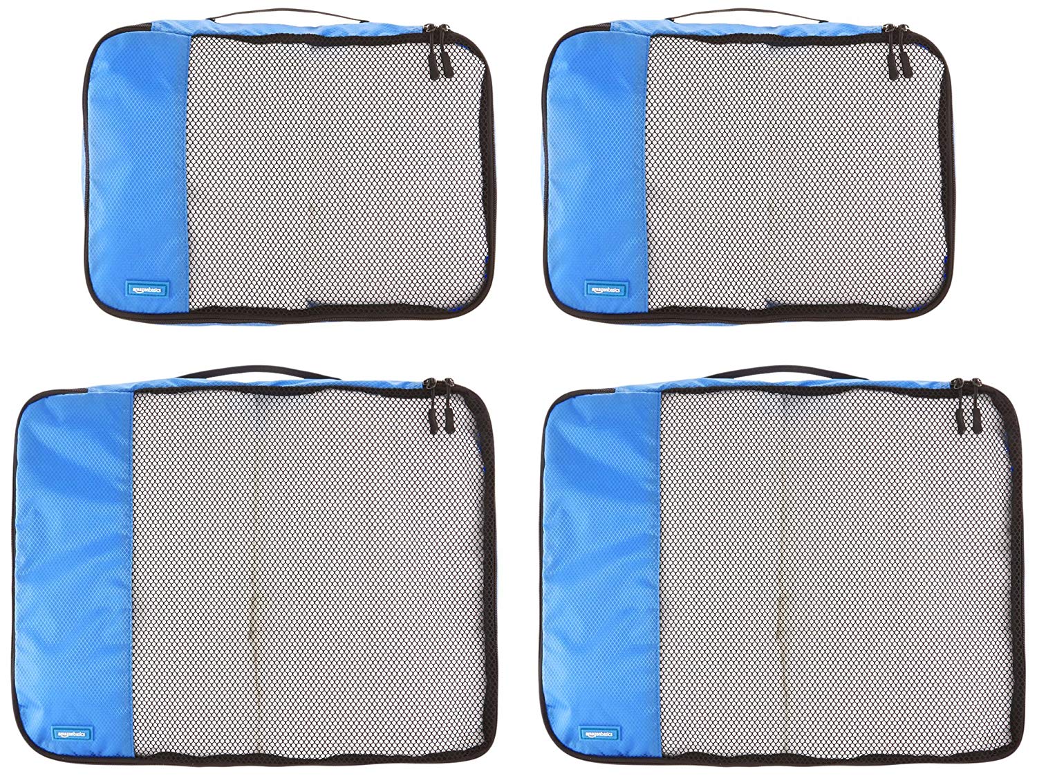 Amazon Essentials 4-Piece Packing Cubes Travel Accessories Set, Luggage Organiser with Double Zip, Mesh Top, Polyester - Image 2