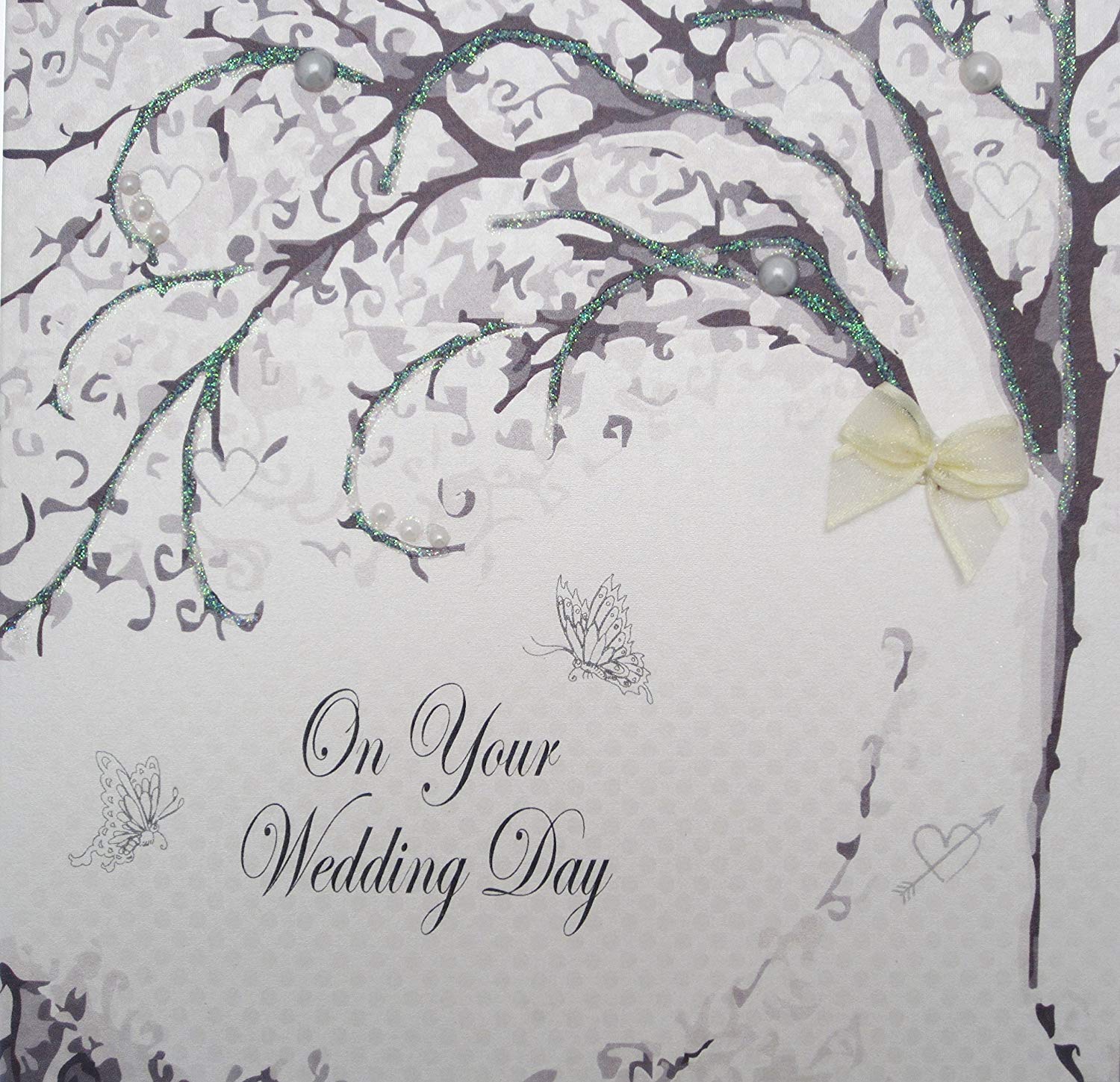 White Cotton Cards "On Your Wedding Day Handmade Wedding Card, PD27, 16cm x 16cm