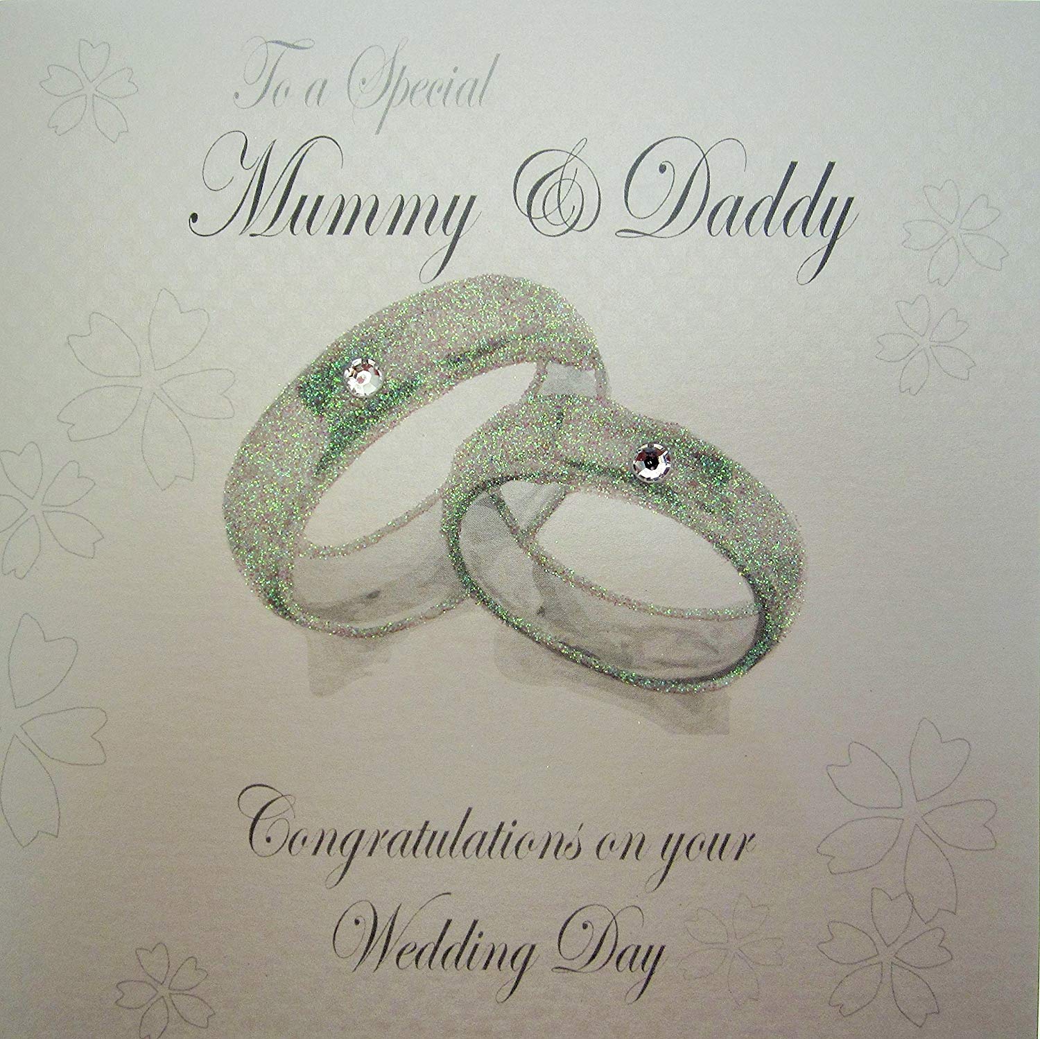 White Cotton Cards Wedding Day Handmade Card to a Special Mummy and Daddy, PD165