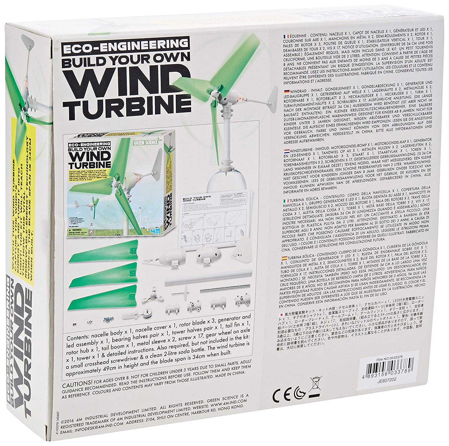 4M 403378 Build Your Own Wind Turbine, Multi Coloured, 3.3 inches x 5.5 inches x 8.25 inches - Image 2