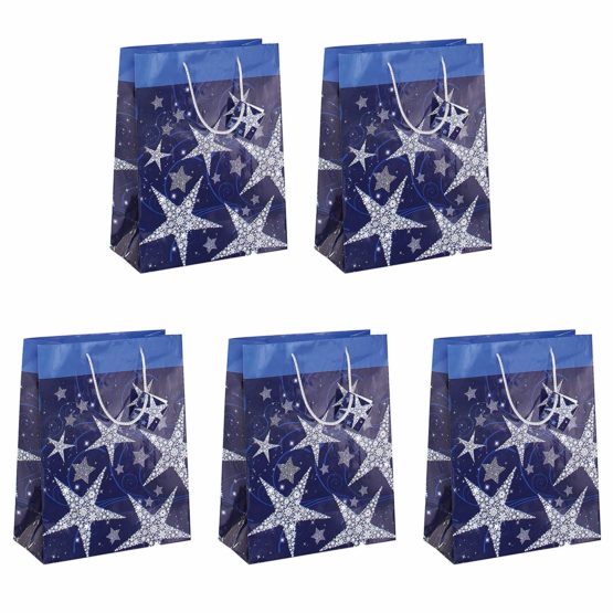SIGEL GT025 Christmas Gift Bag "Shining Stars", large, 26 x 33 x 12 cm, 5 pcs.