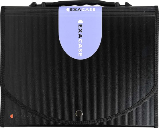 Exacompta Ref - 55934E Exactive Multipart Expanding Case with Handle, 33x26cm Ideal for A4 Size Documents, 13 Tabbed Sections and Holds up to 400 Sheets, Grey PP Dividers, Black