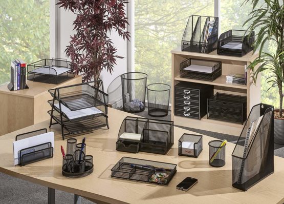 Osco Mesh Letter Tray Scratch-resistant Stackable Side-load Landscape Foolscap Black Ref LT-SSL B - Image 2
