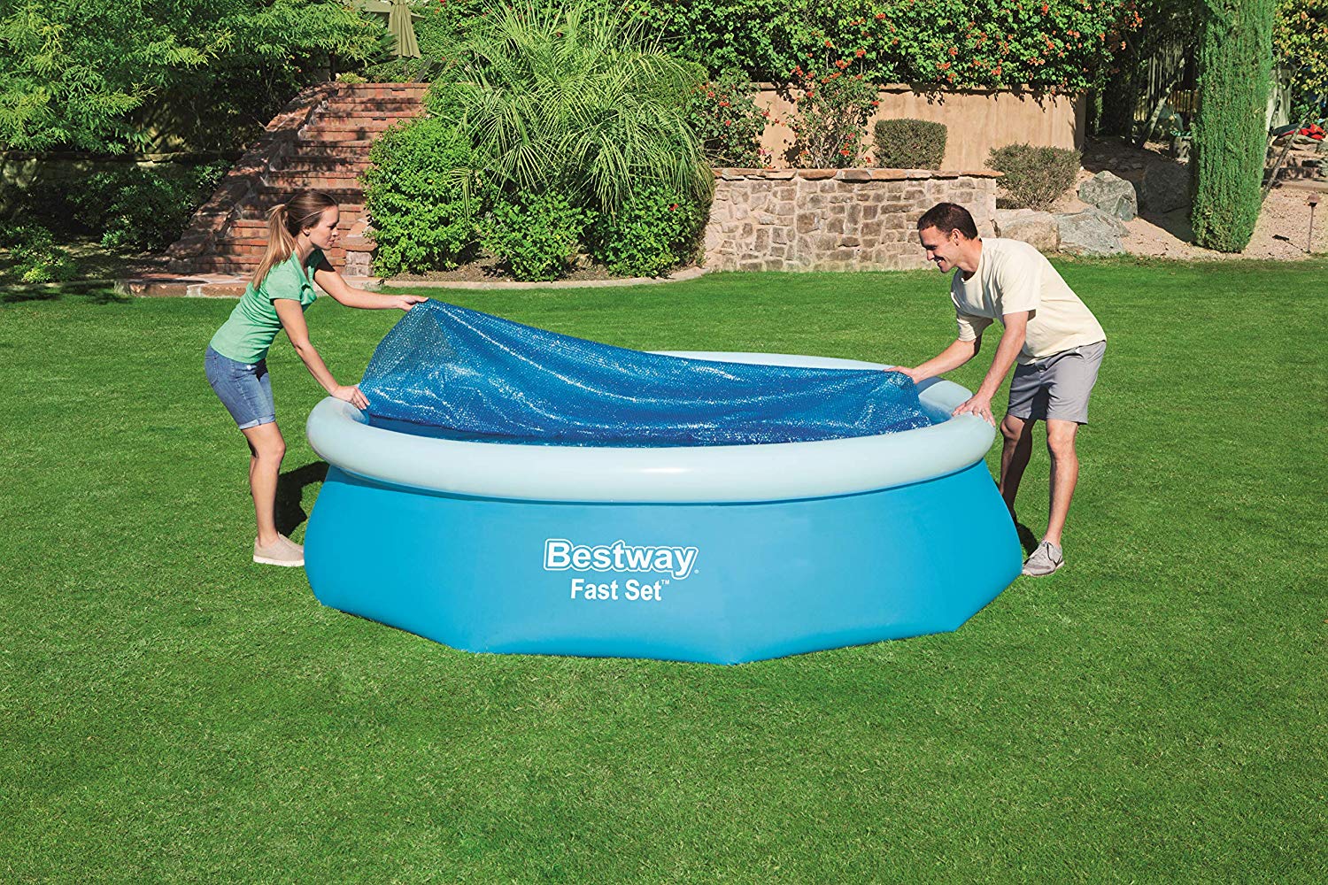 Bestway BW58241 10 feet Steel Pro Frame, Solar Swimming Pool Cover, Blue, 289 cm (Round) - Image 2