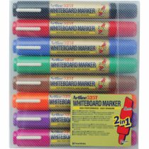 Artline 2-in-1 Whiteboard Marker Bullet Line 2.0mm Chisel Line 3.0-5.0mm Assorted Ref EK-525T [Pack of 8]