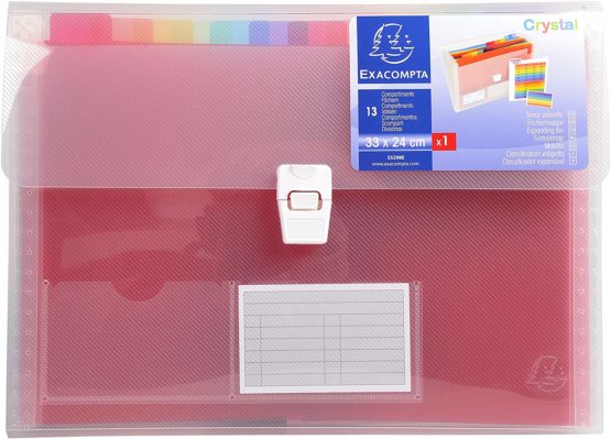 Exacompta Ref - 55298E Crystal Multipart Expanding Case, 330x250mm Ideal for A4 Size Documents, 13 Tabbed Sections and Holds up to 400 Sheets, PP with Brightly Coloured Dividers - Image 2