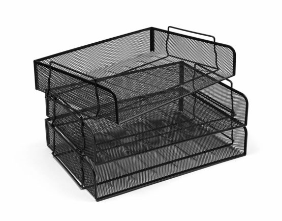 Osco Mesh Letter Tray Scratch-resistant Stackable Side-load Landscape Foolscap Black Ref LT-SSL B - Image 3