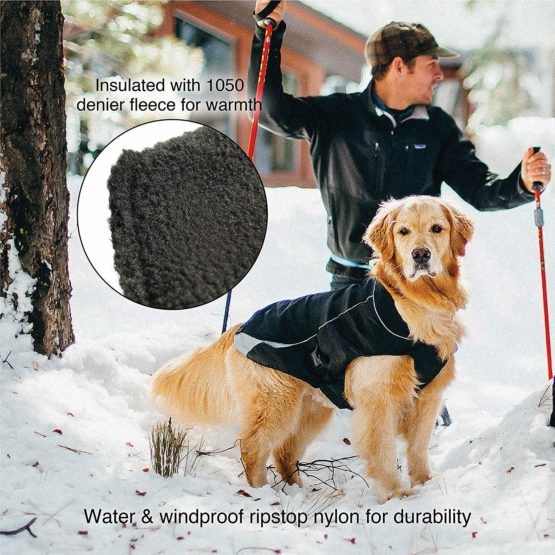 Kurgo North Country Dog Coat, Dog Winter Coat, Waterproof Dog Jacket, Fleece Lining Dog Coat - Black, Medium (M) - Image 3